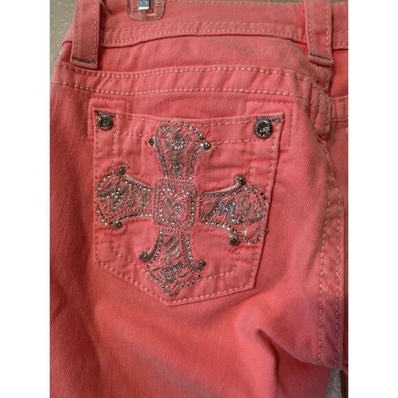 Miss Me Jeans Neon Womans Size 29 Skinny Pants Inseam 33 Rise 10 Bling - Picture 6 of 11